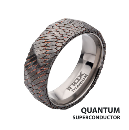 Flat Etched Niobium SuperConductor Titanium Comfort Fit Ring, Size 10.5