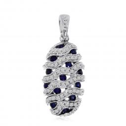 14KW Blue Sapphire & Diamond Pendant