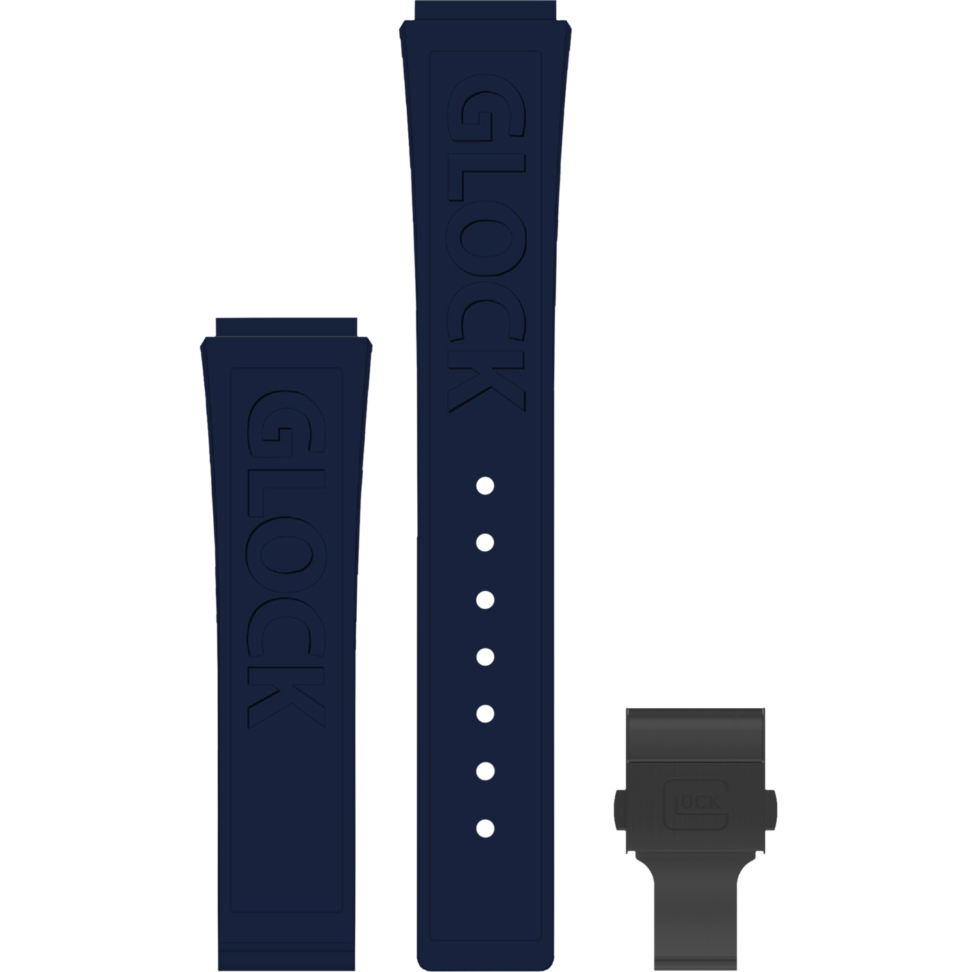 Glock Silicone Watch Strap: Blue Glock Logo with Black Clasp 22mm