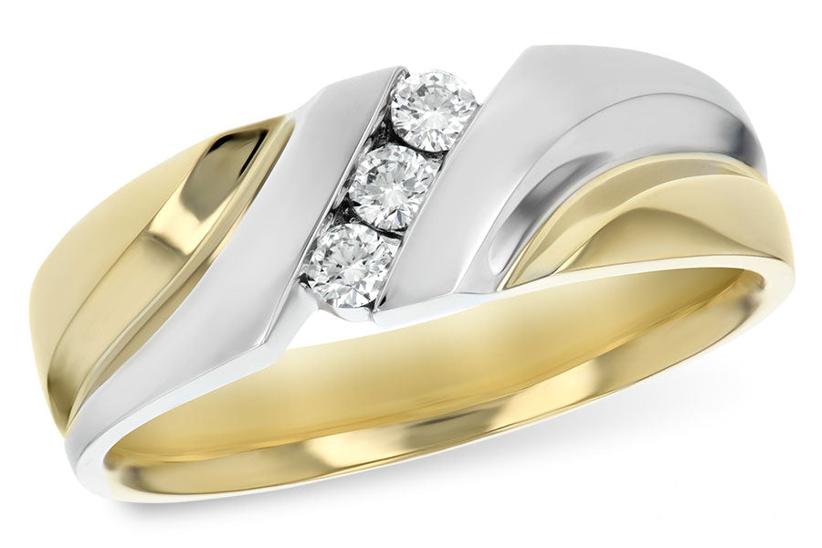Fly First Class with this one! 14K 2-Tone Gent's Diamond Wedding Band .20ctTW H/VS2-SI1 Size:10