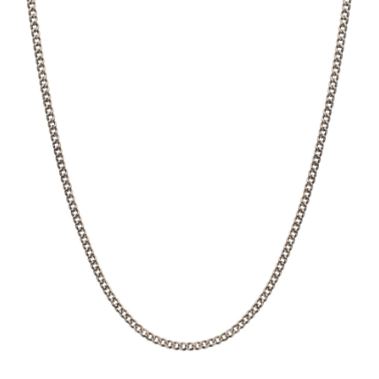 3.5mm Titanium Flat Curb Chain Necklace with Lobster Clasp, 24"