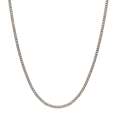 3.5mm Titanium Flat Curb Chain Necklace with Lobster Clasp, 22"