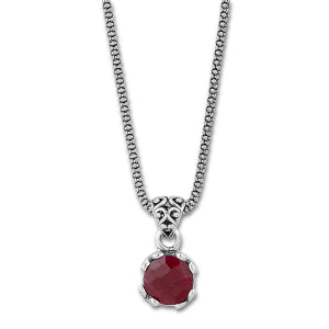 SS 7MM ROUND RUBY PENDANT ON CHAIN