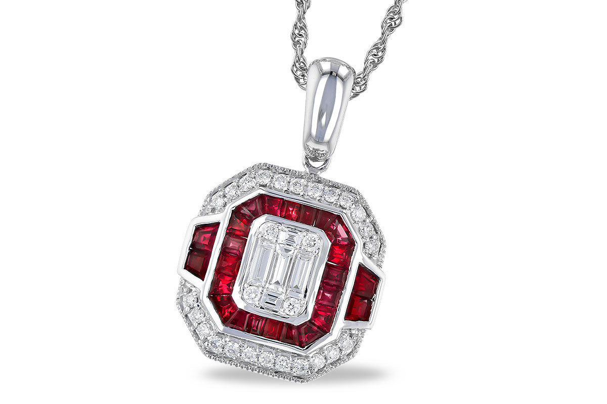 14KW Ruby & Diamond Necklace
