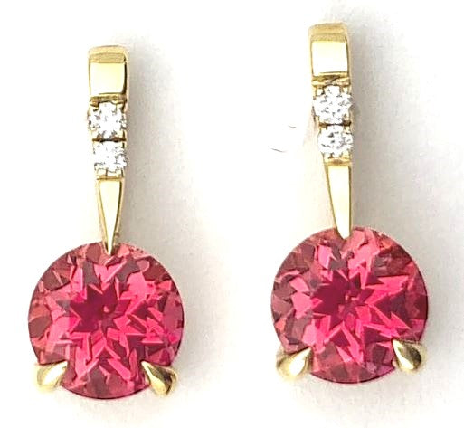 14KY Chatham Padparadscha Earring Pair
