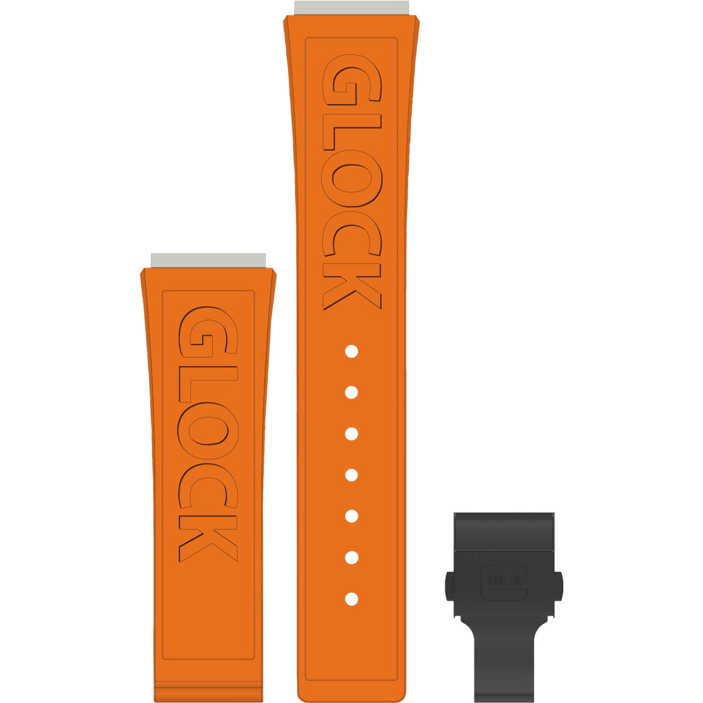 Glock Silicone Watch Strap: Orange Logo with Black Clasp 24mm