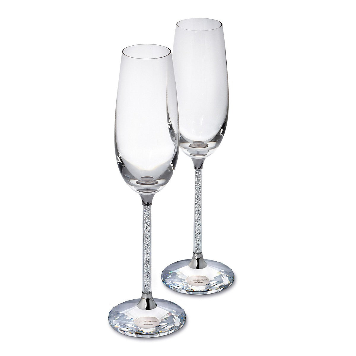 Elegant Glass Champagne Flutes with Crystalline Stems