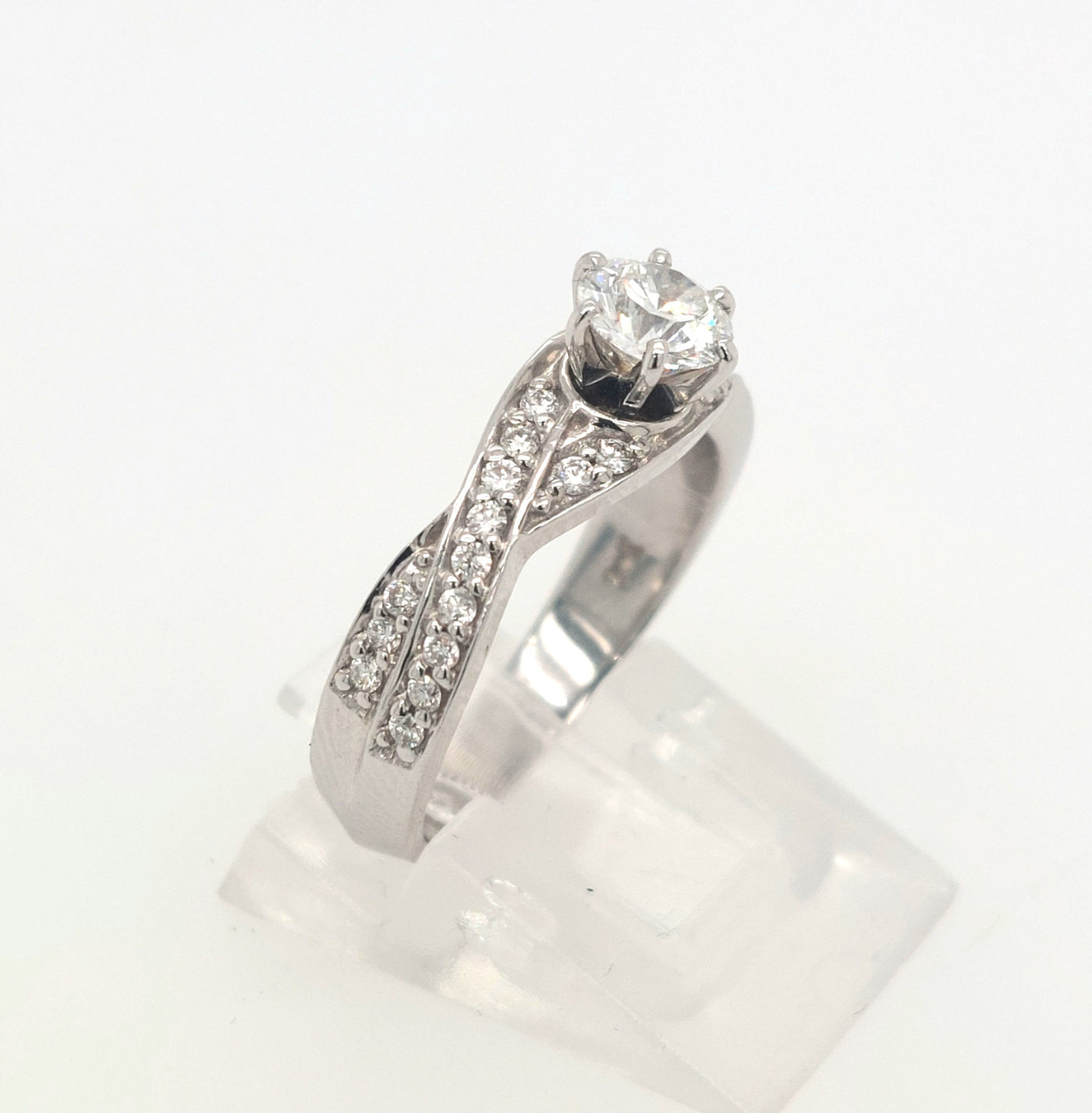 18K White-gold Diamond Engagement Ring, RBC .76ctTW G-I/SI w/GIA Rpt