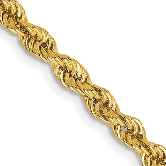 14KY 3mm Rope Chain with Barrell Clasp