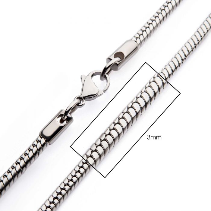 3mm Steel Rattail Chain Necklace 20in