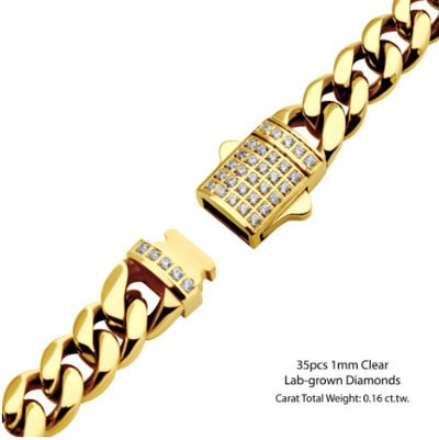 8mm 18K Gold Ion-Plated Miami Cuban Chain with CNC Precision Set Lab-grown Diamonds, 24"