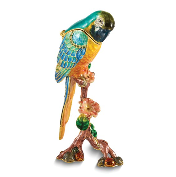 Luxury Giftware Bejeweled "Mojo" Macaw Parrot Trinket Box