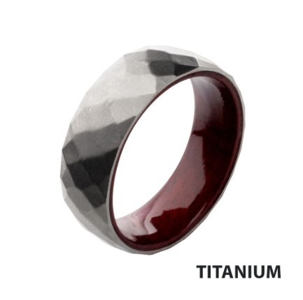 Titanium & Redwood Matte Finish Mosaic Comfort Fit Ring, Size 10.5