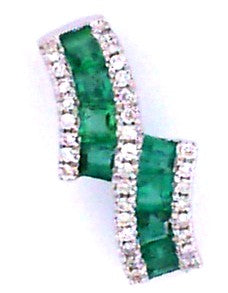 14KW Emerald & Diamond Bypass Pendant