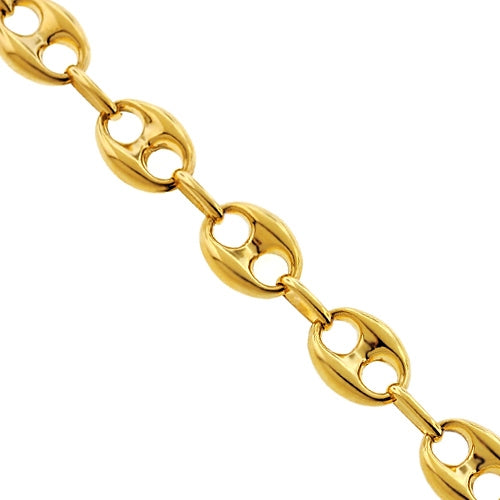 18KY 4.2mm Puffed Mariner Chain with Spring Ring Clasp