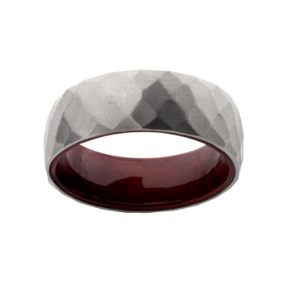 Titanium & Redwood Matte Finish Mosaic Comfort Fit Ring, Size 10.5