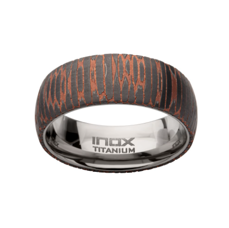 Etched Niobium SuperConductor Titanium Comfort Fit Ring, Size 10.5