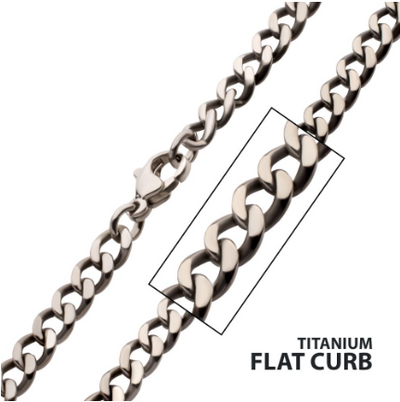 4.35mm Titanium Flat Curb Chain with Lobster Clasp, 22"