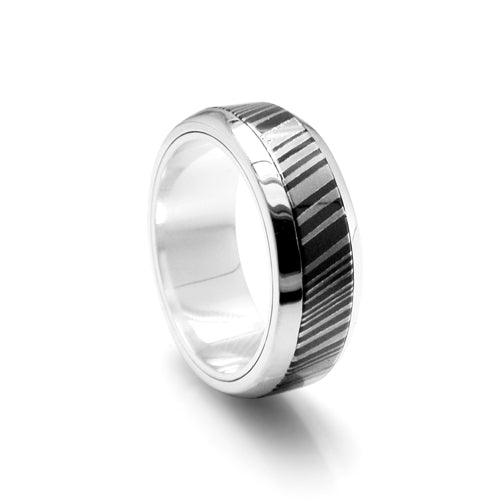 8mm Titanium and Sterling Silver with Timoku Center Size: 10