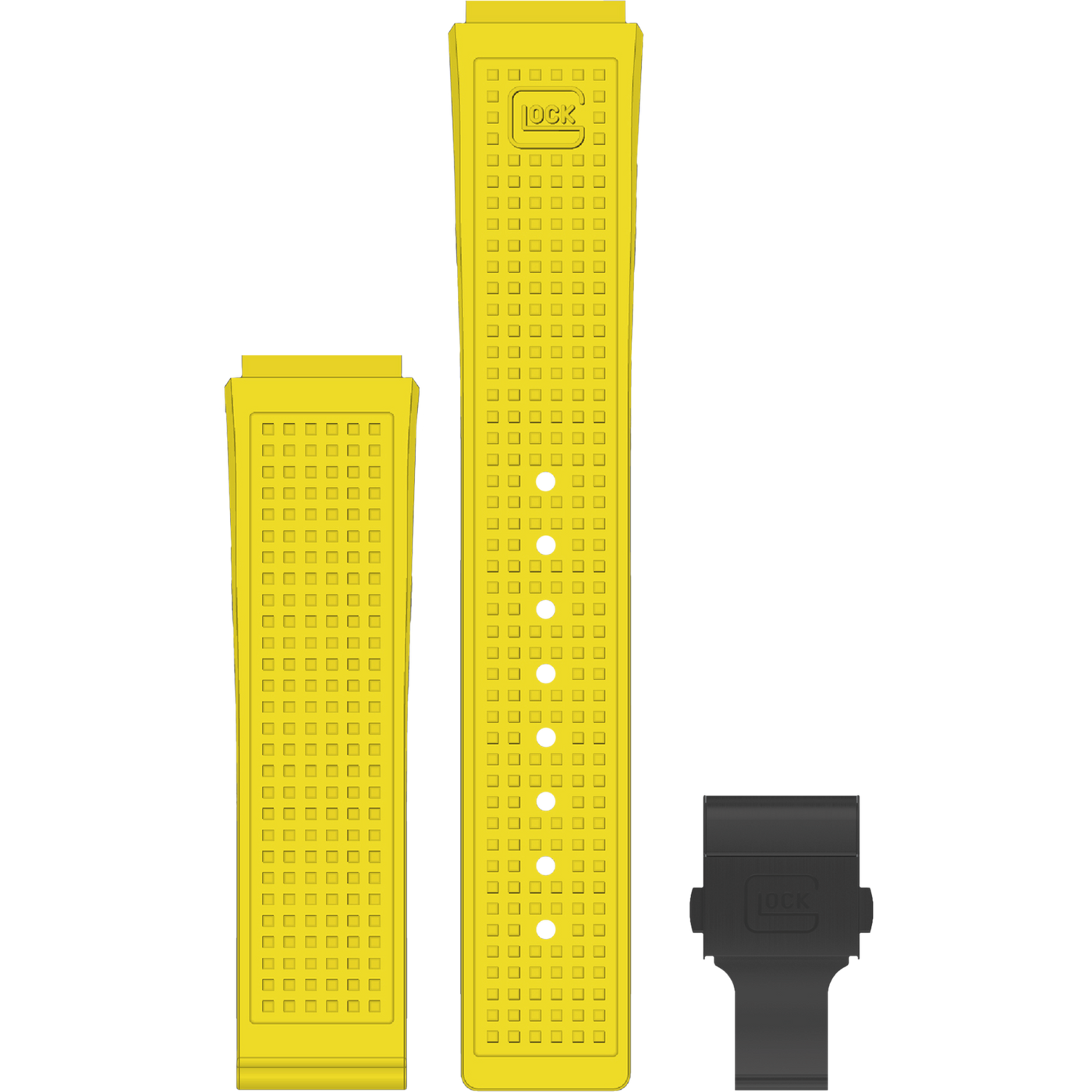 Glock Silicone Strap: Yellow RTF with Black Clasp 22mm