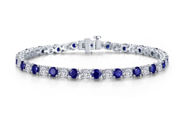 Sterling Silver Tennis Bracelet with Lab-Grown Blue Sapphires 11.0ctTW and 7.25"