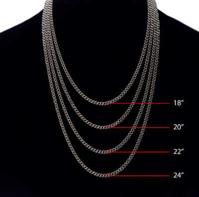 3.5mm Titanium Flat Curb Chain Necklace with Lobster Clasp, 24"