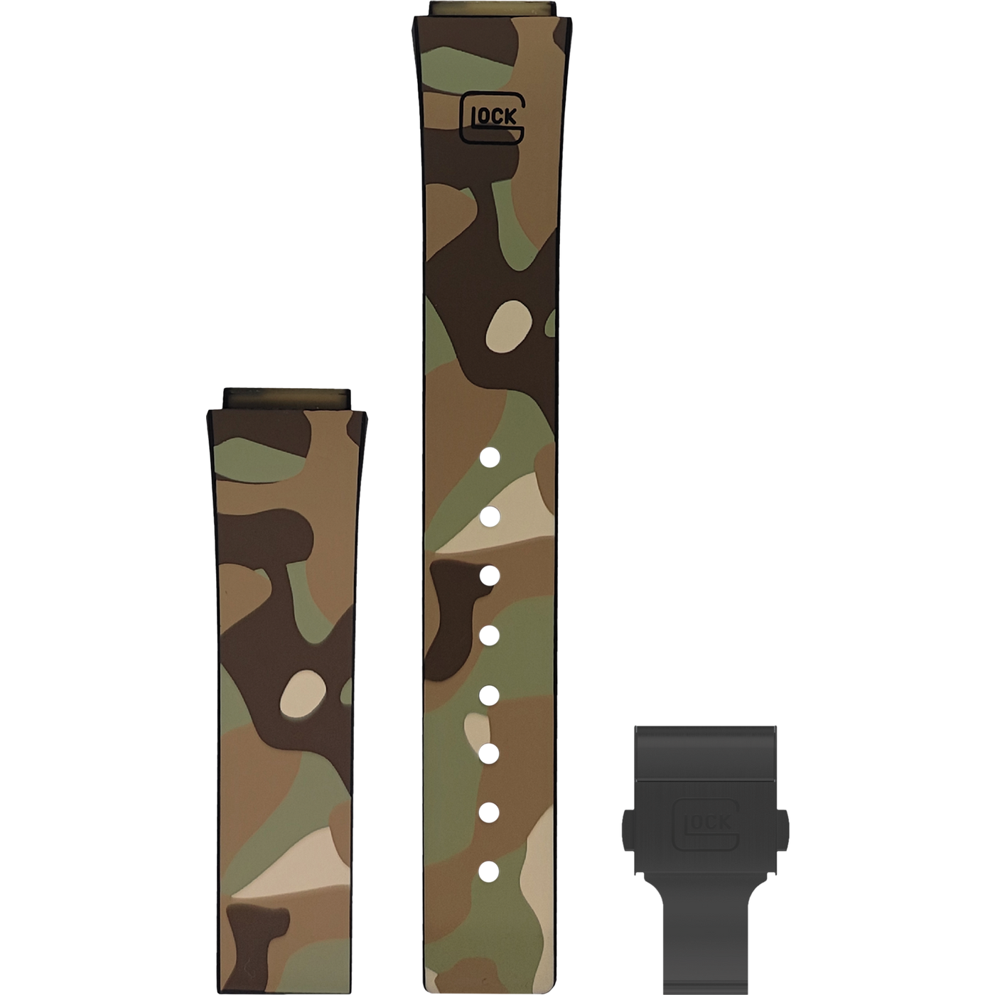 Glock Silicone Watch Strap: Desert Camouflage with Black Clasp 24mm