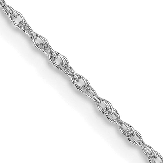 14K White Gold 0.8mm Loose Baby Rope Chain with Spring Ring Clasp