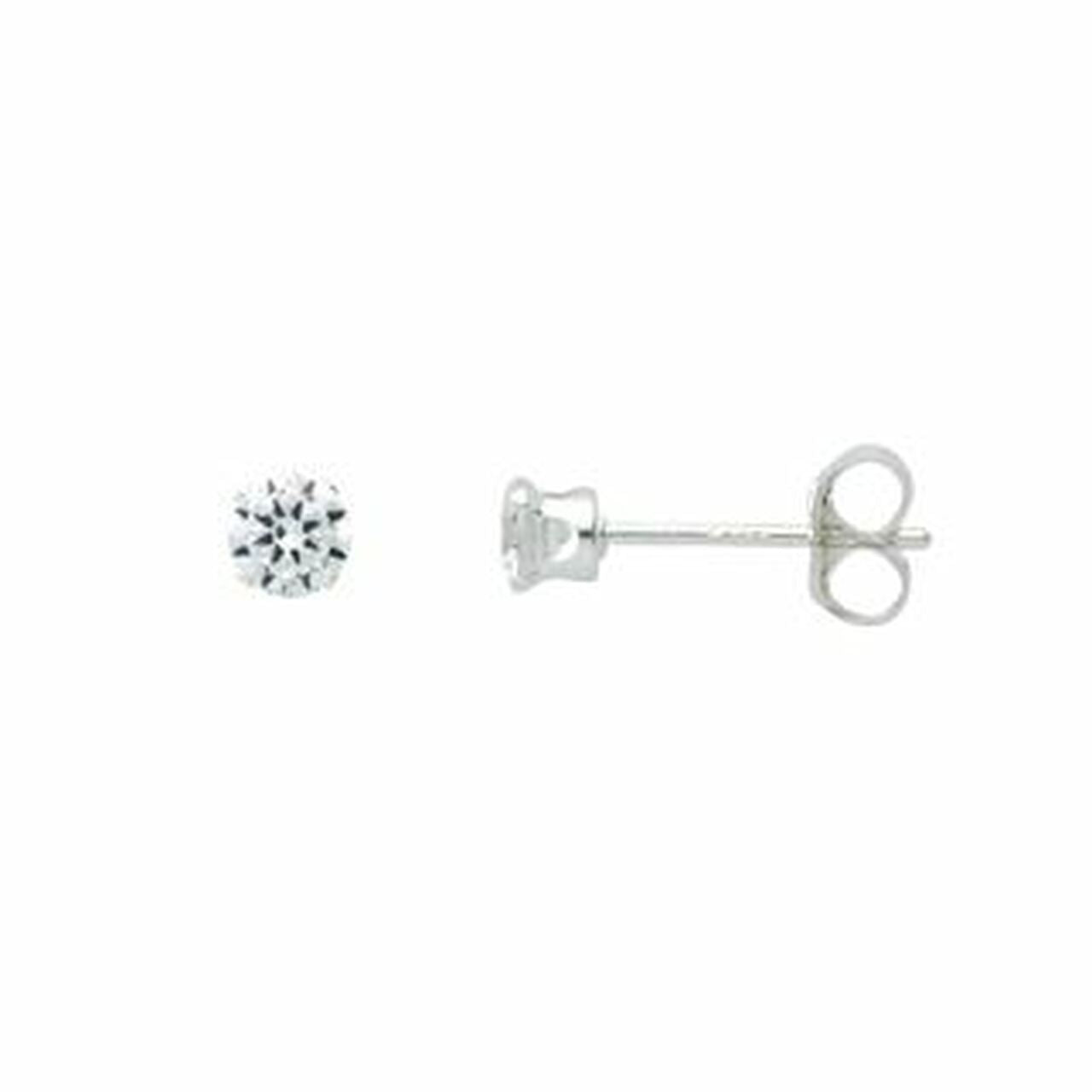 Radiance SS 4mm 0.50ctw Brilliant Round Simulated Diamond 4-prong Hand Set Stud Earring Pair