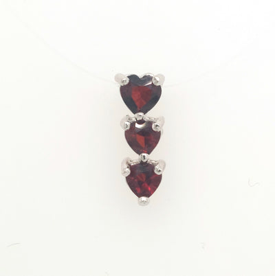 SS 3-Heart Garnet Pendant