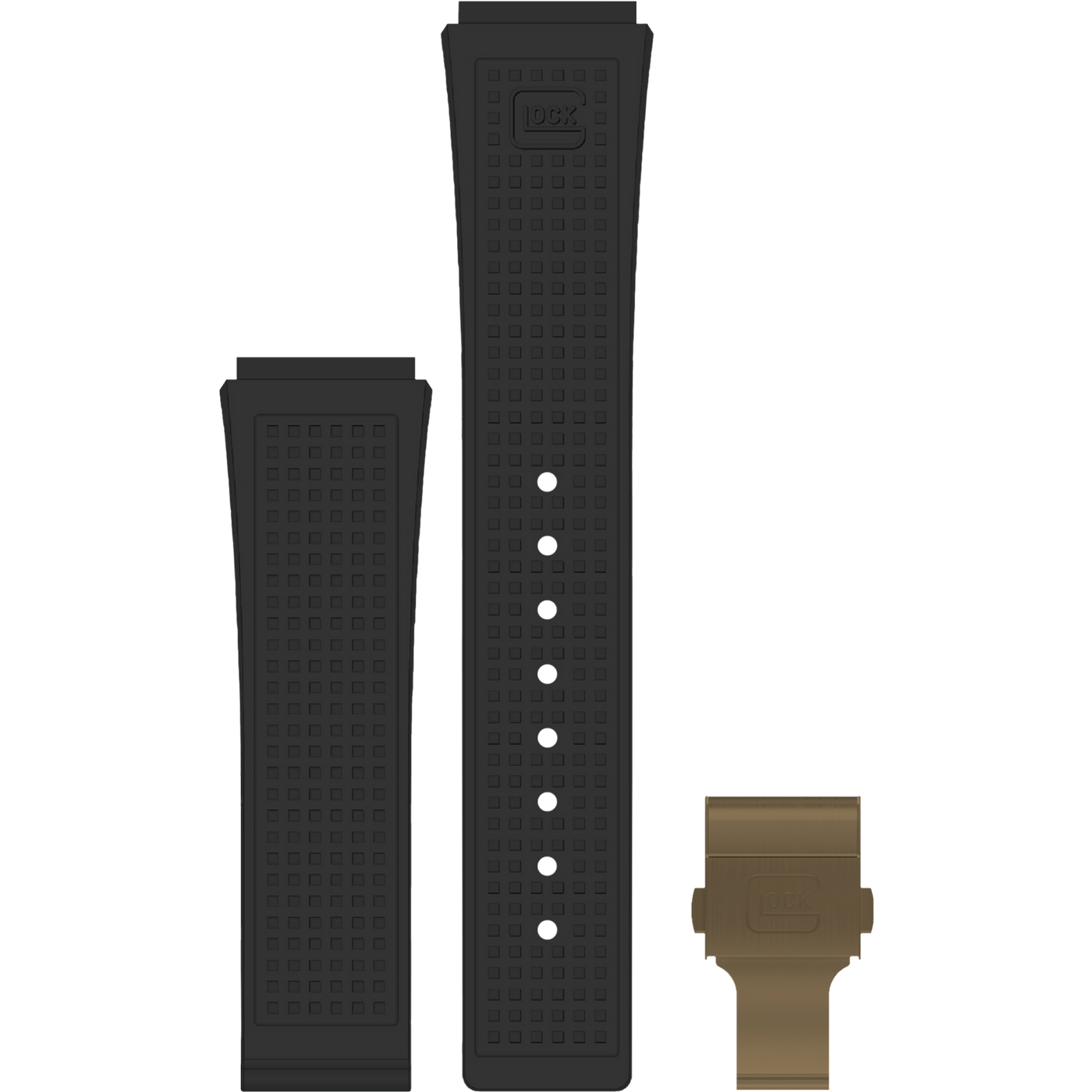 Glock Silicone Watch Strap: Black RTF with Copper Tone Clasp 22mm