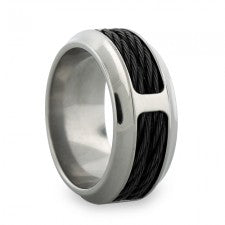 Boulevard Steel & Cable Ring Size:10