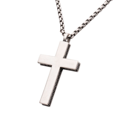 Sterling Silver Cross Necklace with Cubic Zirconia Accents