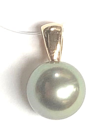 14KY Green Dyed Tahitian Pearl Pendant