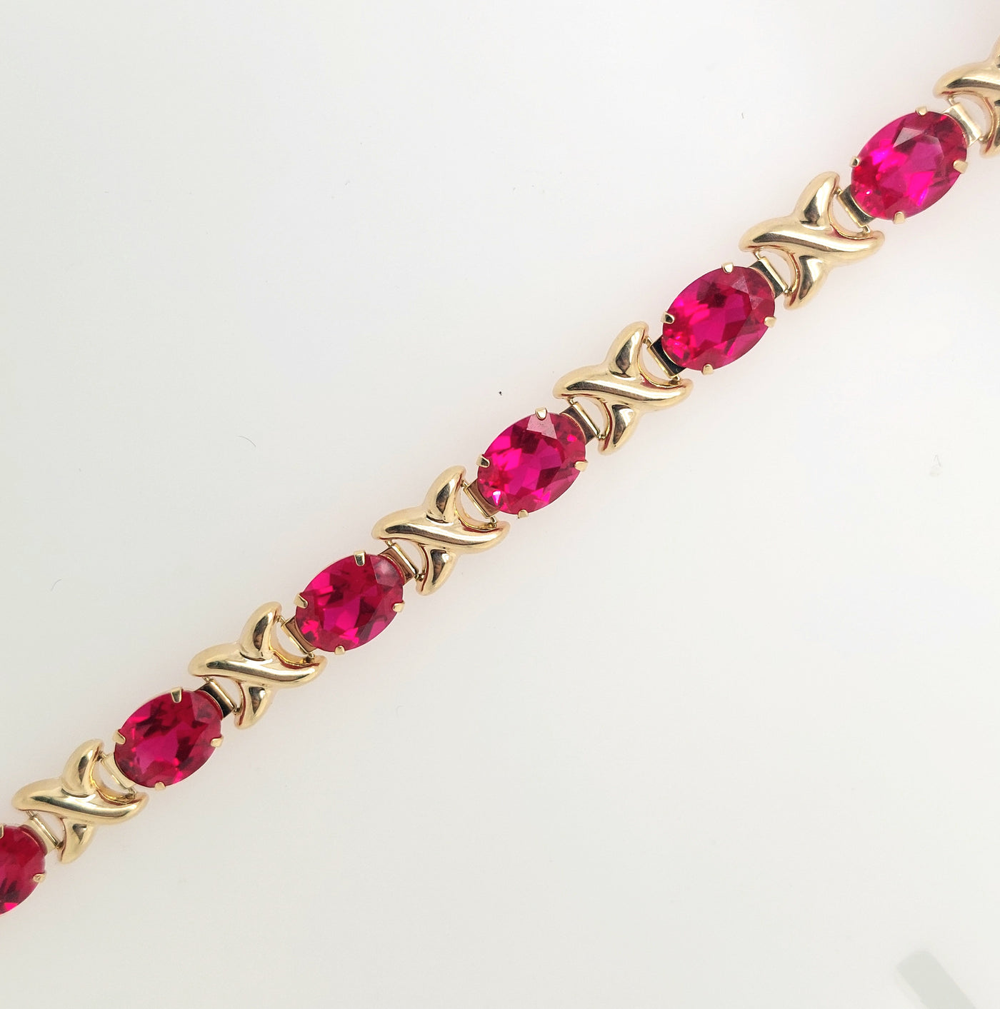 14KY Oval Lab-Grown Ruby Bracelet 7.25in