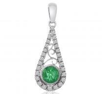14KW Emerald & Diamond Pendant