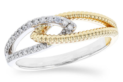 14K 2TN 0.14ctTW Diamond Criss-Cross Fashion Ring