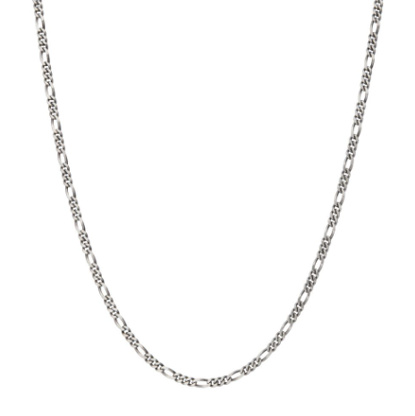3.6mm Sterling Silver Black Rhodium Plated Satin Finish Figaro Chain, 22"