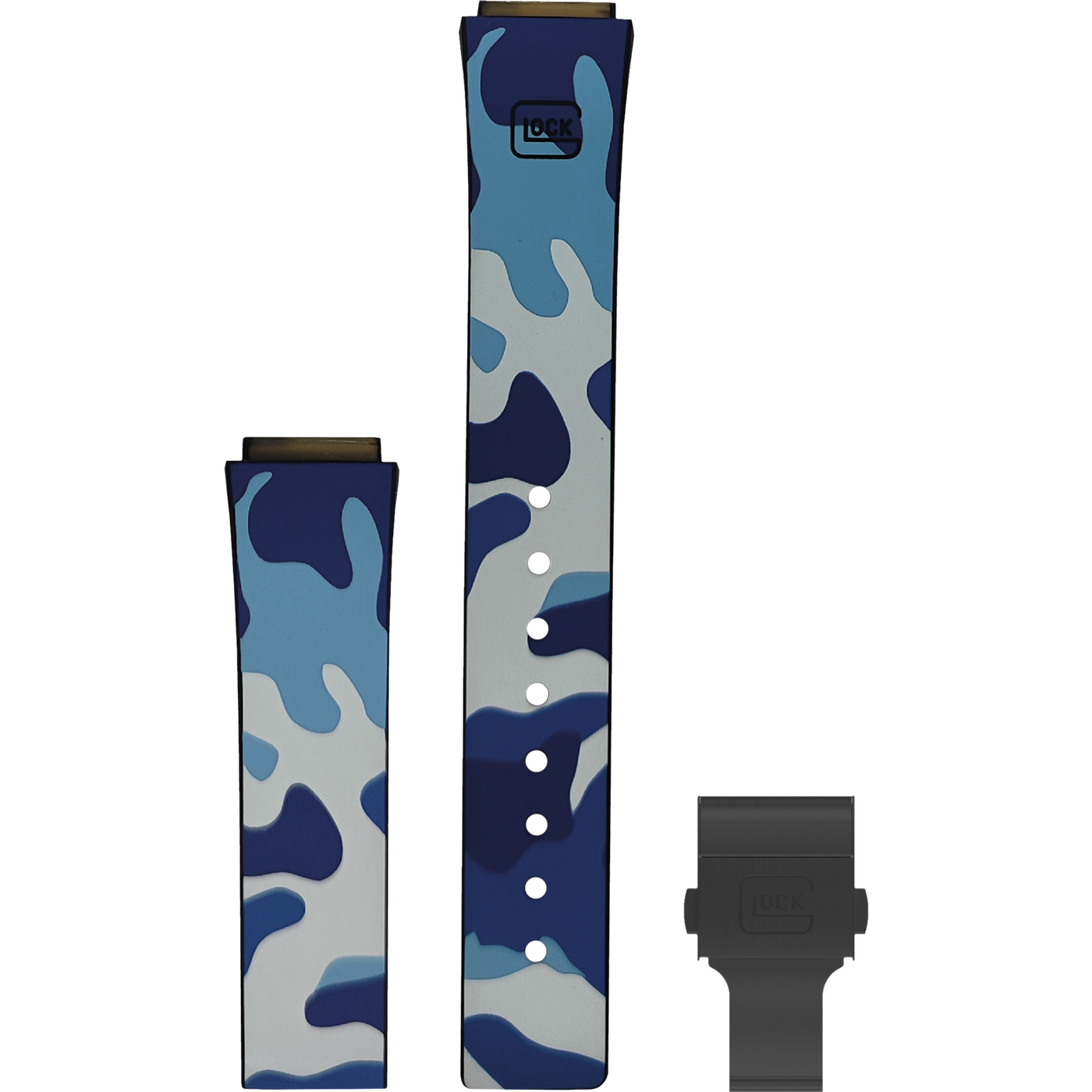 Glock Silicone Watch Strap: Navy Camouflage with Black Clasp 22mm