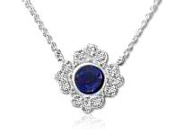 14KW Blue Sapphire & Diamond Necklace