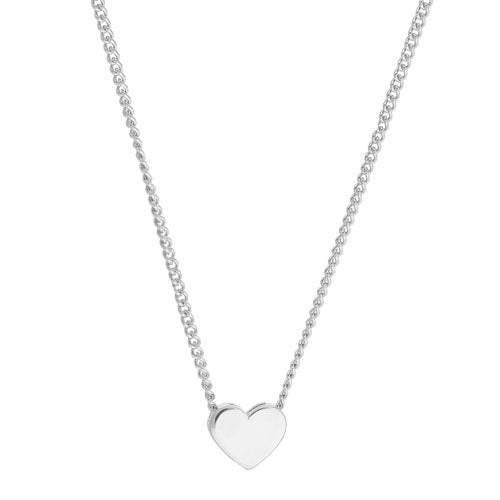 Platinum Finish Sterling Silver Heart Pendant on 18" Chain