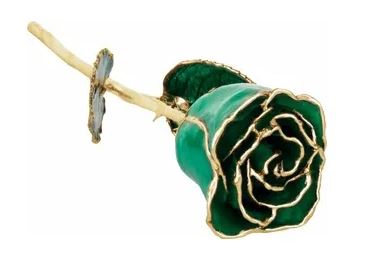 24K Gold Trimmed & Lacquered May (Emerald) Rose