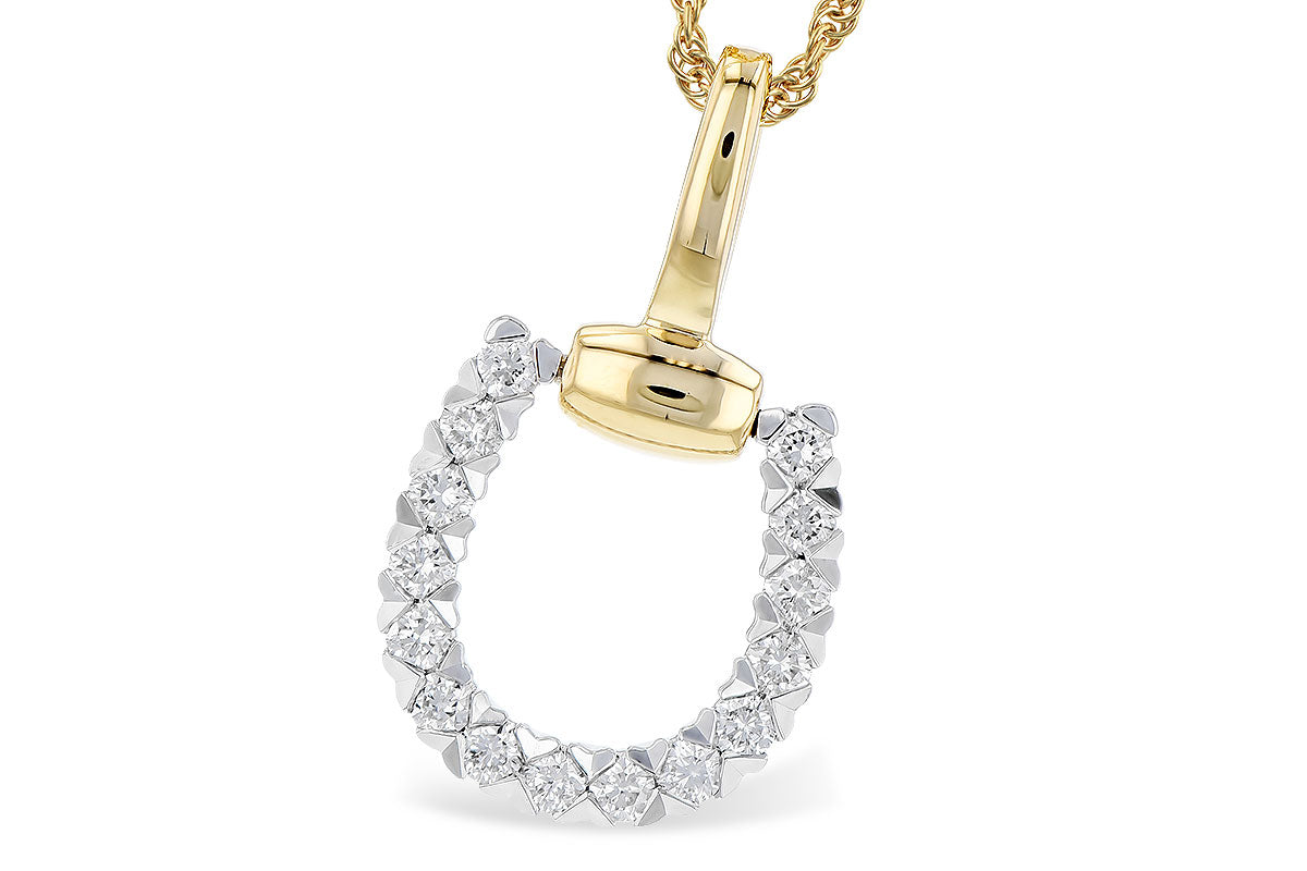 14K Two-Tone Diamond Horseshoe Necklace