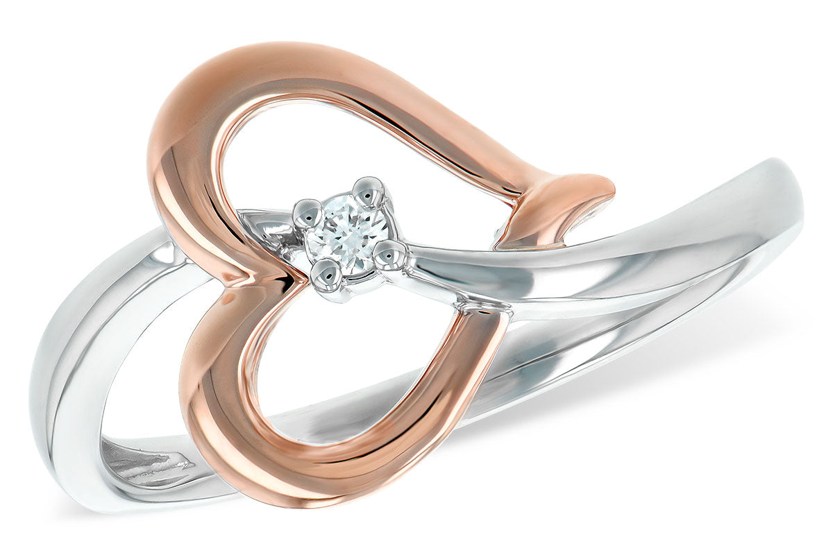 14K Two-Tone 0.03ctTW Heart Shaped Diamond Fashion Ring