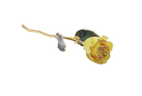 24K Gold Trimmed & Lacquered Yellow Rose