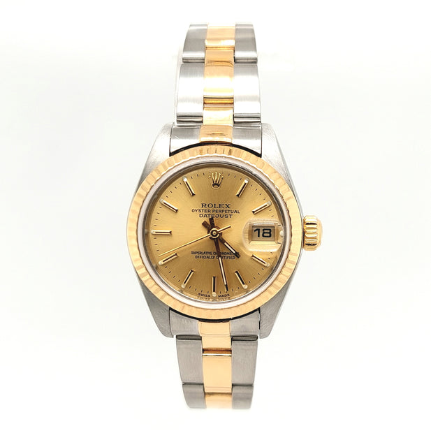 Lady's Stainless Pre-owned Rolex Datejust with Champagne Stick