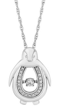 SS .10ct Dancing Diamond Penguin Necklace