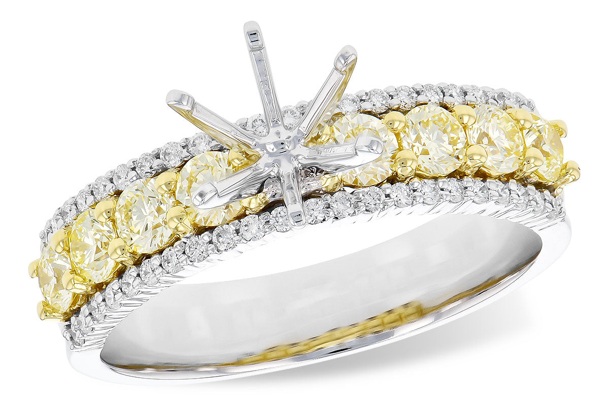 14K White Gold Yellow Diamond Semi-Mount Engagement Ring
