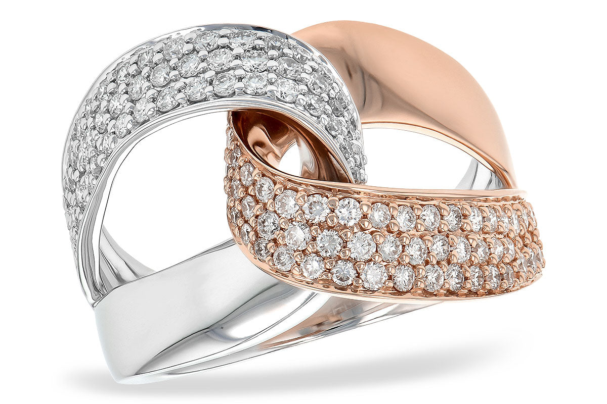 14K Two-Tone Crossover Diamond Fashion Ring