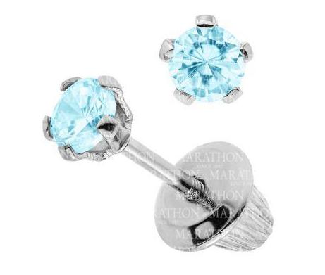 Sterling Silver Synthetic Aquamarine Children's Earrings